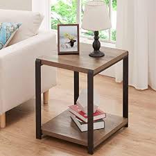 Maybe you would like to learn more about one of these? Amazon Com Foluban Industrial End Table Square Side Table With Storage Shelf For Living Room Wood And Metal Nightstand Oak Home Kitchen