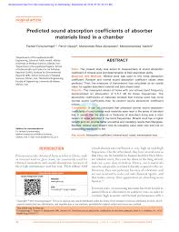 Pdf Predicted Sound Absorption Coefficients Of Absorber