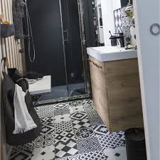 Carrelage Interieur Gatsby Artens En Gres Noir Et Blanc 20 X 20 Cm Salle De Bain Noir Et Blanc Inspiration Salle De Bain Idee Deco Salle De Bain