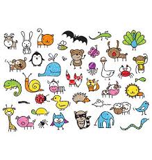 Kids Drawing Animal Doodles Vector On Vectorstock Childrens Drawings Drawing For Kids Cartoon Drawings Of Animals