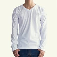 Football 3 stripes v neck shirt mockup in apparel mockups on. Kaos Polos Lengan Panjang Putih V Neck Konveksi Jual Grosir Kaos Polos Polo Shirt Raglan Sablon Murah