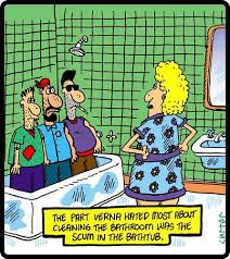 Housekeeping cleaning bathroom products with clean kit bucket. Bath Scum By Cartertoons Business Cartoon Toonpool Funny Gym Quotes Fun Quotes Funny Business Cartoons