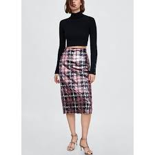 Zara Sequined Checkered Skirt Zara Skirt Outfit Women Dresses Casual Summer Checkered Skirt
