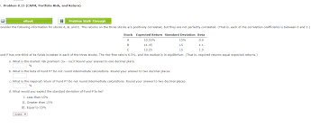 Solved Problem 8 13 Capm Portfolio Risk And Return Chegg Com