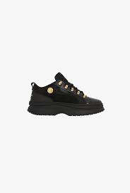 Balmain X Puma Black Leather Low Rise Sneakers With Gold