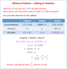 Direct proportion and inverse proportion. Mixture Word Problems Video Lessons Examples And Solutions