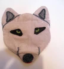 Vintage Velvet Purse -Gray Wolf-Unique Gift accessory -small purse -beaded  embroidery