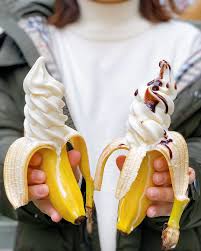 Imagine Peeling A Banana And Finding A Delectable Soft Serve This Store Called Poket In Nagoya Banana Ice Cream Desserts Banana Ice Cream Cold Treats