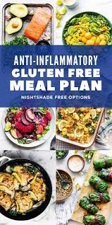 This Meal Plan Of Anti Inflammatory Recipes Has Nightshade Free Options To Help Reduce Inflammation In 2021 Pescatarian Meal Plan Free Meal Plans Gluten Free Meal Plan