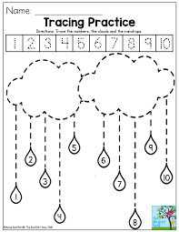 Tracing Practice Trace The Numbers The Clouds And The Raindrops This One Is Perfect For Helping You Preschool Weather Preschool Tracing Preschool Worksheets