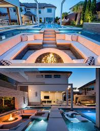 Maybe you would like to learn more about one of these? A Sunken Lounge A Cantilevered Deck And A Spa With A Fireplace Help Give This Pool A Luxurious Resort Like Feeling