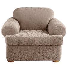 Sure fit chair slipcover sueded twill taupe new!. Sure Fit Stretch Jacquard Damask T Cushion Armchair Slipcover Satpai Buper