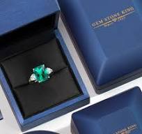 925 Silver and 10K Yellow Gold Green Nano Emerald Moissanite and Diamond 3  Stone Ring For Women (6.44 Cttw, Gemstone May Birthstone, Emerald Cut ...