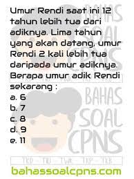 Check spelling or type a new query. Usia Lebih Tua Sekian Tahun Berapa Usia Saat Ini Analitis Numerik Berhitung Perbandingan Kuantitatif Matematika Soal Tes Cpns Asn Tes Intelegensia Umum Tiu Bahassoalcpns