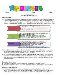 Worksheet On Verbal Dramatic And Situational Irony Includes Brief Revision Of The Three Types Of Irony 13 Que Irony In Literature Situational Irony Irony