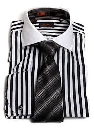 Steven Land Men S Black Stripe French Cuff Dress Shirt Multi Stripe Tie Combo Mens Shirt Dress French Cuff Dress Shirts Supreme Clothing Menswear