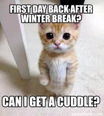 I dont have summer until the 26th. Meme Creator Funny First Day Back After Winter Break Can I Get A Cuddle Meme Generator At Memecreator Org