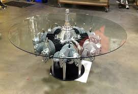 Jaguar v8 engine block coffee table. Continental Radial Engine Table By Motoart Automotive Decor Engine Table Aviation Furniture