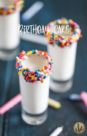 Complete With Frosting And Sprinkles This Birthday Cake Shot Is The Perfect Cocktail To Celebrate A Birthday Birthday Cake Shots Cake Shots Birthday Drinks