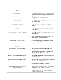 8th grade health · wellness unit: 8th Ch 14 Tobacco Notes