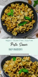 This Simple Vegan Basil Pesto Sauce Recipe Only Requires Four Ingredients Made Under 30 Mins And Condiment Recipes Vegan Pasta Recipes Vegan Dinner Recipes