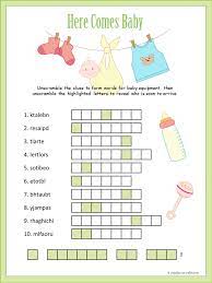 Printable Baby Shower Word Scramble Baby Shower Wording Baby Shower Printables Baby Shower Fun