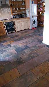 To remove any excess sealer before cleaning use tile doctor remove & go sealer remover which can be applied using a deck/scrubbing brush; Multicolour Slate Tiles 600 X 300 Rustic Slate Flooring Stone Flooring Kitchen Sussex