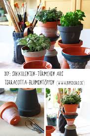 Diy Sukkulenten Turmchen Aus Terracotta Blumentopfen Binedoro Sukkulenten Blumentopf Turm Blumen