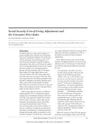 Pdf Social Security Cost Of Living Adjustments And The