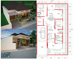 Rumah minimalis 1 lantai 3 kamar tidur dengan area outdoor. Denah Rumah Type 150 Ukuran 12x20 Meter Jasa Desain Rumah