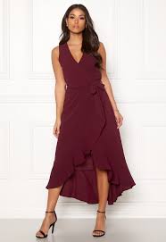 Ax Paris Wrap Frill Maxi Dress Plum Bubbleroom