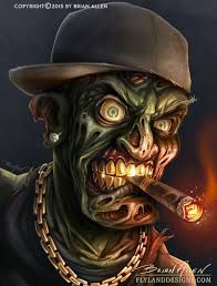 Hip Hop Zombie Gangsta Digital Painting Art Zombie Art Skull Art