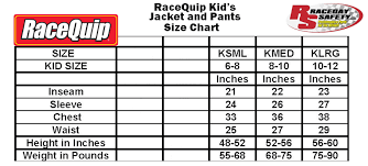 Racequip Kids Jacket And Pant Size Chart