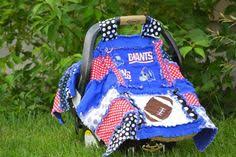 Football Car Seat Cover Rag Quilt Style Blue And Red Giants Etsy Carseat Cover Rag Quilt Car Seats