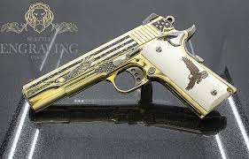 Engraved Black And Gold 1911 Pin On Fire Arm Engraving Design