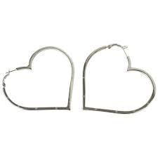 Chanel 04p Cc Heart Hoop Earrings Silver Pierce Pierced Hoops Ref 378828 Joli Closet