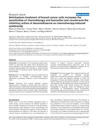Skip to content search menu have questions about breast cancer? Pdf Anticlusterin Treatment Of Breast Cancer Cells Increases The Sensitivities Of Chemotherapy And Tamoxifen And Counteracts The Inhibitory Action Of Dexamethasone On Chemotherapy Induced Cytotoxicity
