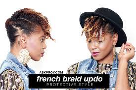 Perfect this classic technique and discover other braided styles from ghd. French Braid Updo On Natural Hair Askproy