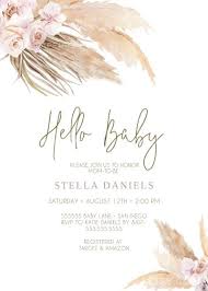 Pampas Grass Baby Shower Invitation Boho Instant Download Girl Bohemian Invite Tropical Desert Printable Template Templett Bohemian Bridal Shower Boho Invitations Boho Bridal Shower