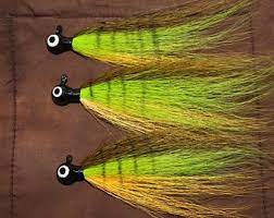 Set Of 3 Hand Tied Chartreuse Bucktail Jigs With 1 4oz Round Etsy Air Dry Hair Jigs Hand Tied