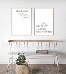 Set Of 2 Printsin Our Home Let Love Abide Signentry Etsy In 2020 Wall Decor Living Room Wall Art Living Room Wall Printables