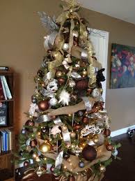 Brown Burlap Silver Gold Ivory Christmas Tree With Handmade Lace Feather And Fabric Silver Christmas Tree Silver Christmas Decorations Christmas Dreaming