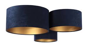 This simple but stunning three light ceiling light has an elegant finish and a matte opal shade. Modern Ceiling Elements 60w E27 Navy Blue Gold Velor Fabric Lunares Store