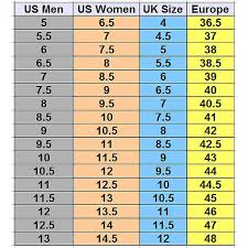 Shoe Guide Charts 2019