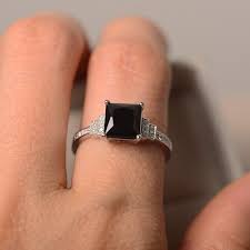 Black diamond and diamond ring in 14k white gold. Gemone Diamonds White Gold Princess Cut Black Diamond Wedding Ring For Men S Id 20483662130