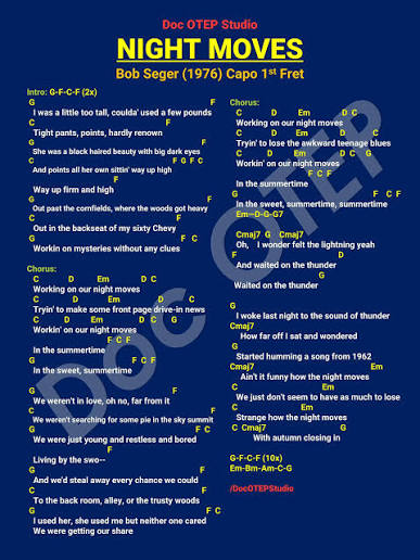 Night Moves - Bob Seger (1976) Easy Guitar Chords with Lyrics