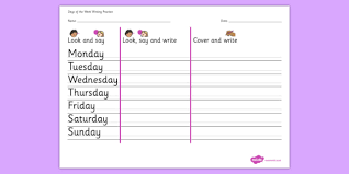 Reinforce good handwriting habits in all subjects! School Preschool Days Of The Week Practise Worksheet