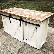 kitchen island with sliding barn door