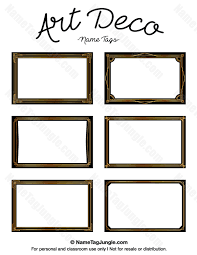 Free Printable Art Deco Name Tags The Template Can Also Be Used For Creating Items Like Labels And Place School Stickers Labels Name Tag For School Name Tags