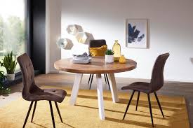 Runder esstisch borgas in weiss holz massiv von topdesign. Wohnling Esszimmertisch Rund 130x130x77 Cm Sheesham Massiv Esstisch